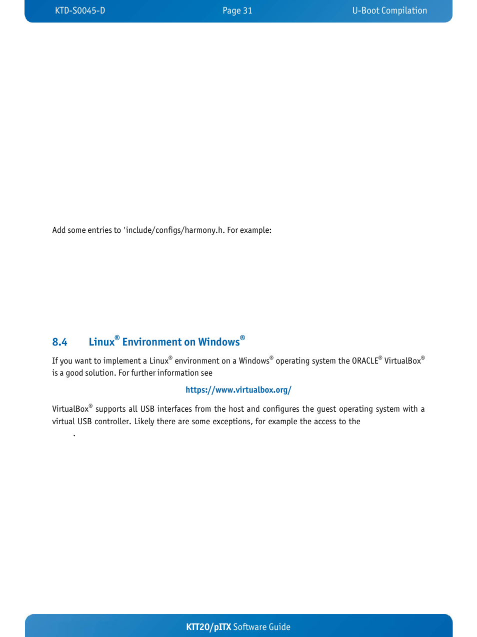 4 linux, Environment on windows, Ktt20/pitx software guide | Kontron KTT20-pITX User Manual | Page 35 / 56