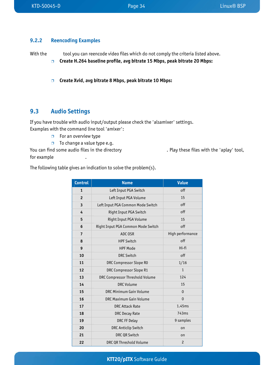 3 audio settings | Kontron KTT20-pITX User Manual | Page 38 / 56