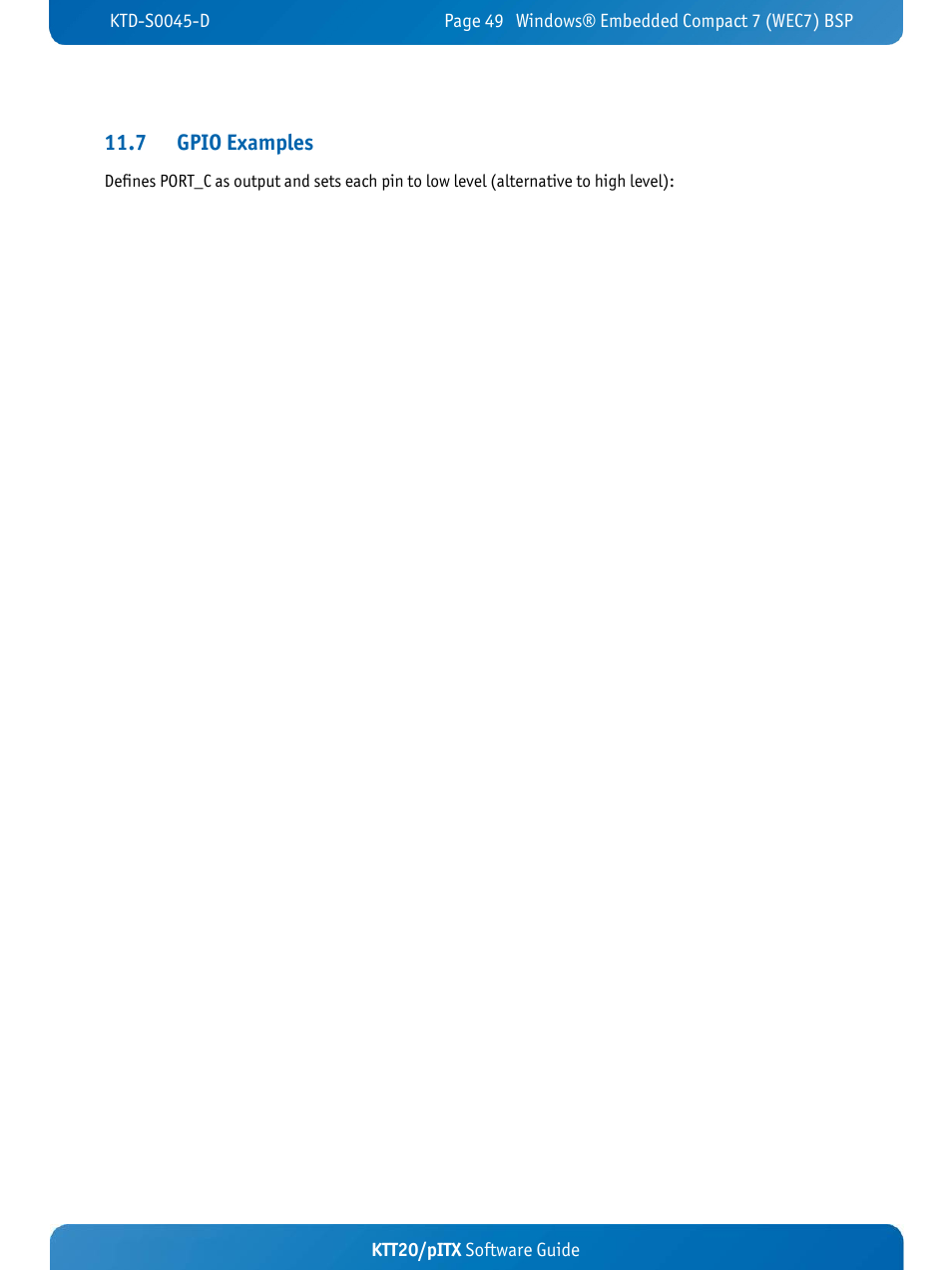 7 gpio examples, Ktt20/pitx software guide | Kontron KTT20-pITX User Manual | Page 53 / 56