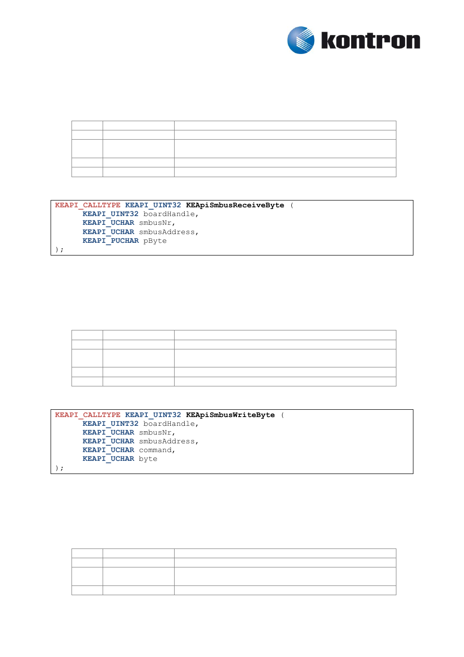 Keapismbusreceivebyte, Keapismbuswritebyte, 4 keapismbusreceivebyte | 5 keapismbuswritebyte | Kontron KEAPI User Manual | Page 30 / 37