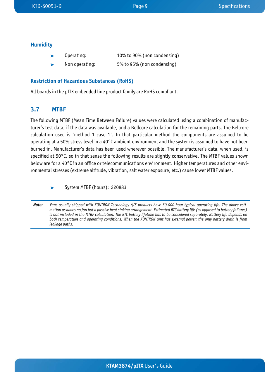 7 mtbf | Kontron KTAM3874-pITX User Manual | Page 13 / 55