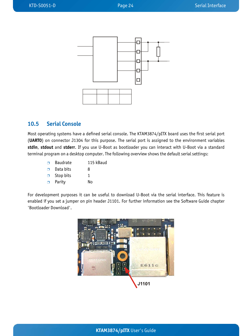 5 serial console, Ktam3874/pitx user's guide | Kontron KTAM3874-pITX User Manual | Page 28 / 55