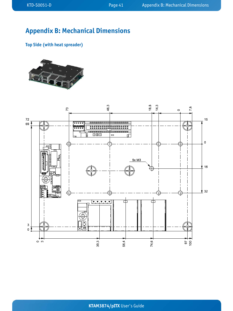 Appendix b: mechanical dimensions | Kontron KTAM3874-pITX User Manual | Page 45 / 55