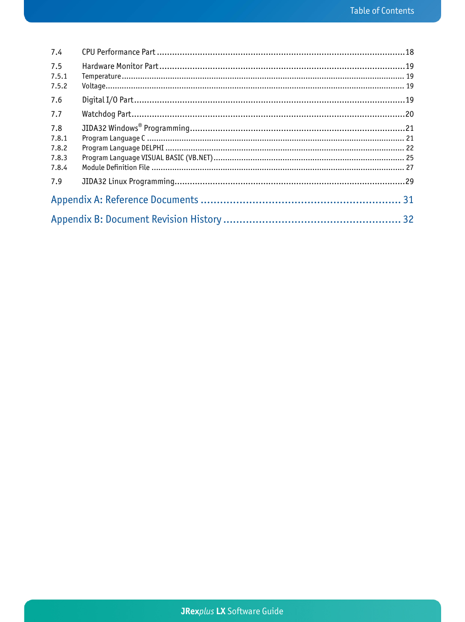 Appendix a: reference documents, Appendix b: document revision history | Kontron JRexplus-LX User Manual | Page 3 / 35