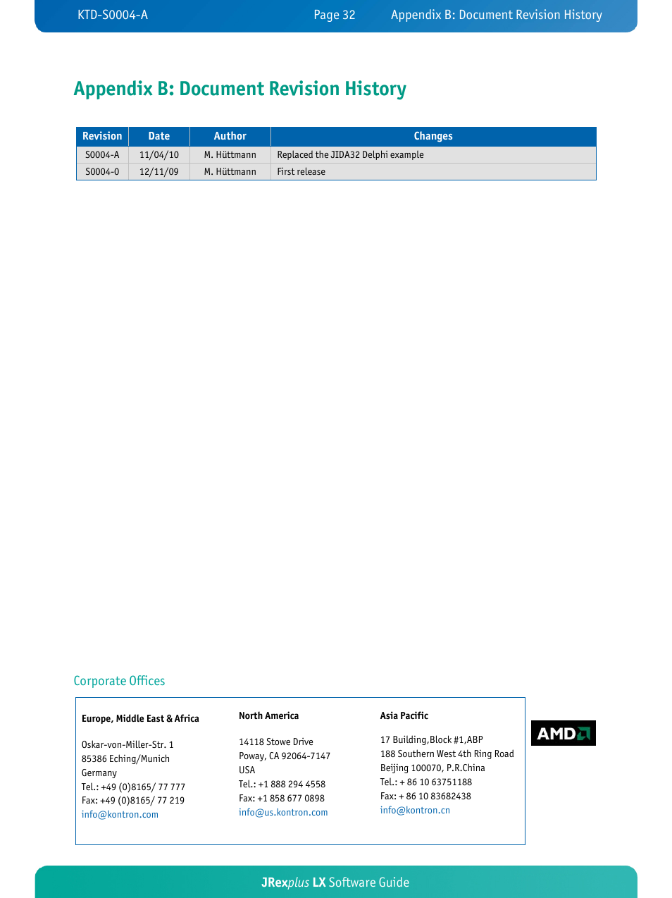 Appendix b: document revision history | Kontron JRexplus-LX User Manual | Page 35 / 35