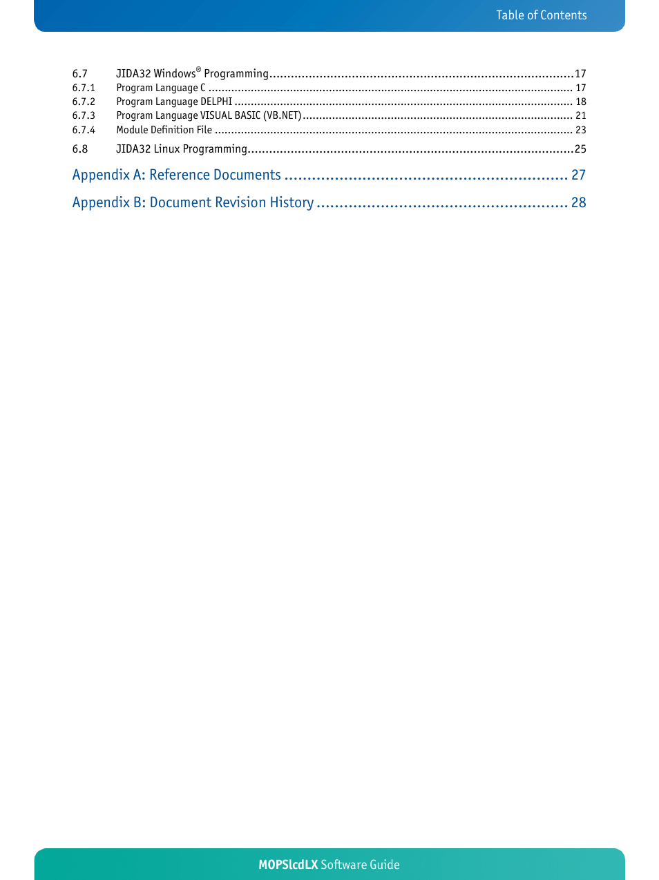 Appendix a: reference documents, Appendix b: document revision history | Kontron MOPSlcdLX User Manual | Page 3 / 31