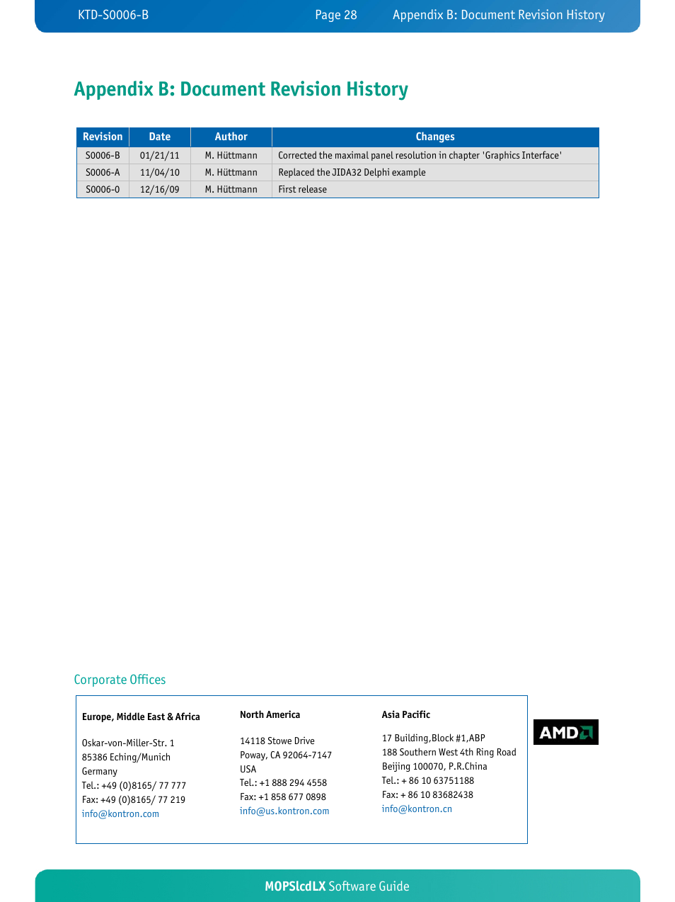 Appendix b: document revision history | Kontron MOPSlcdLX User Manual | Page 31 / 31