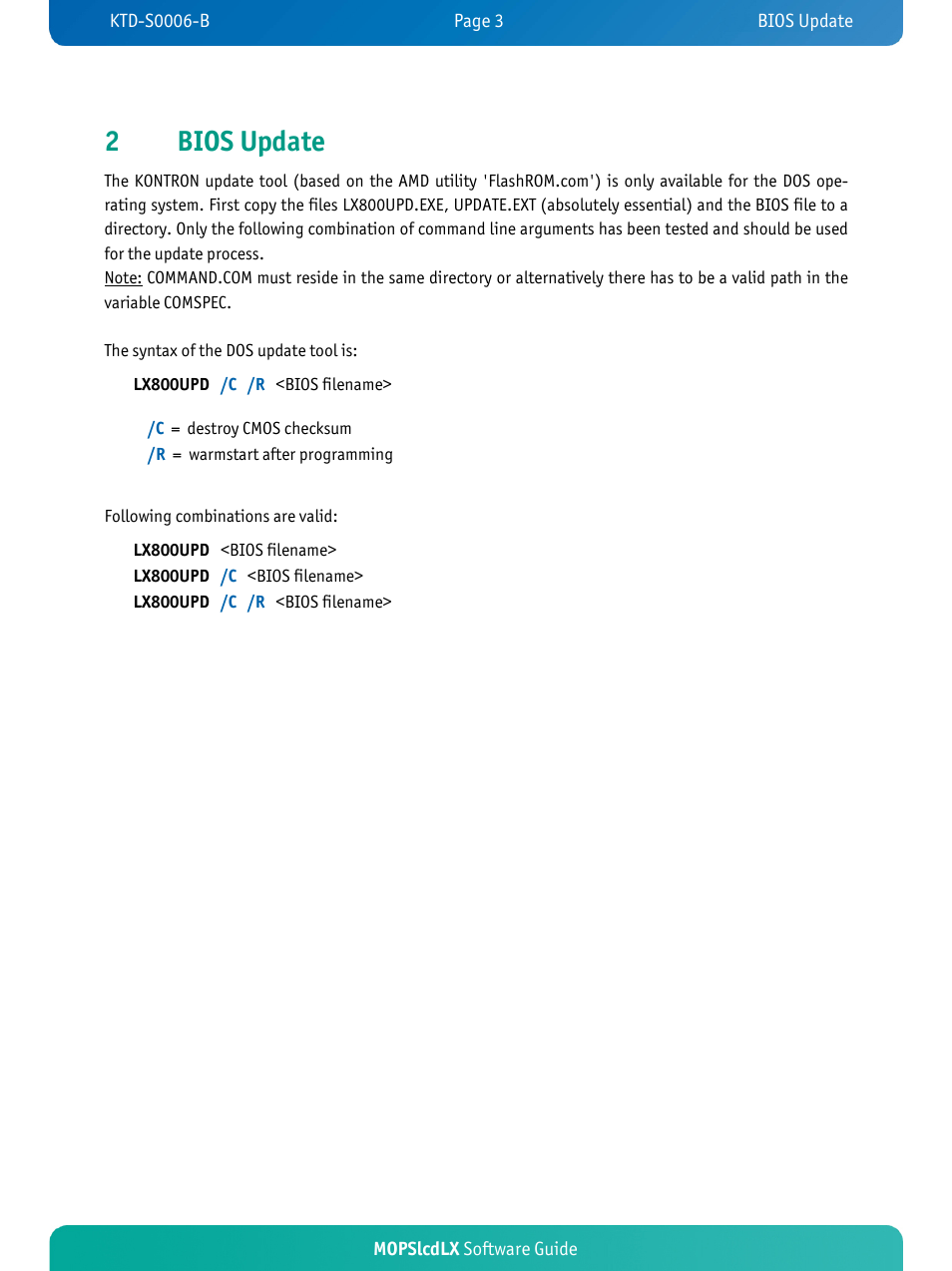 2bios update | Kontron MOPSlcdLX User Manual | Page 6 / 31