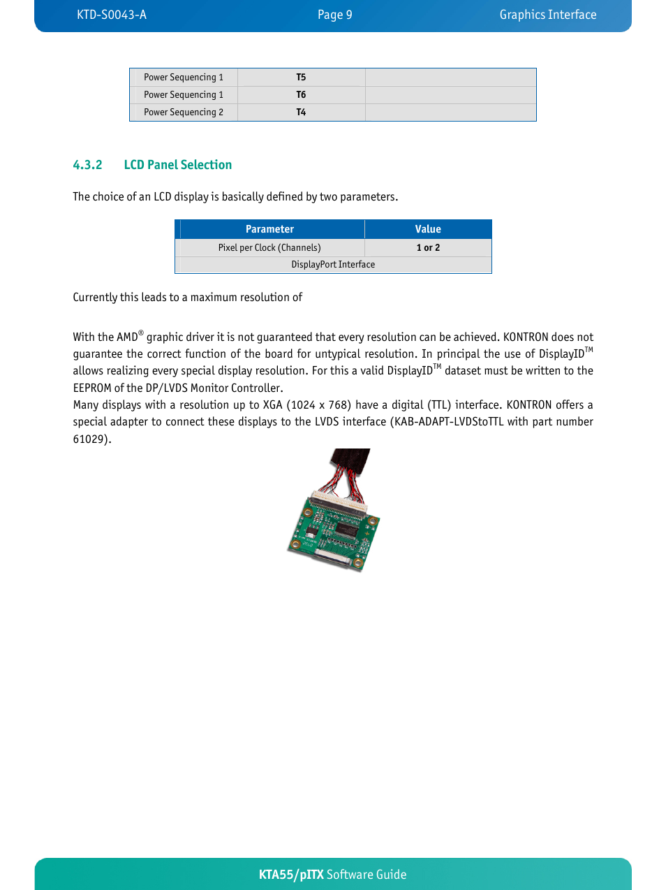 Lcd panel selection, Kta55/pitx software guide, 2 lcd panel selection | Kontron KTA55-pITX User Manual | Page 12 / 25