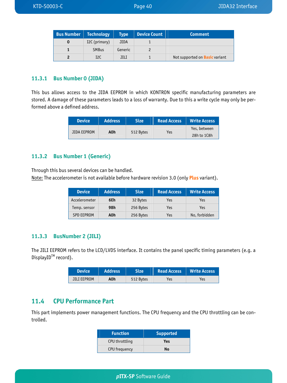 4 cpu performance part, Pitx-sp software guide, 1 bus number 0 (jida) | 2 bus number 1 (generic), 3 busnumber 2 (jili) | Kontron pITX-SP User Manual | Page 44 / 59