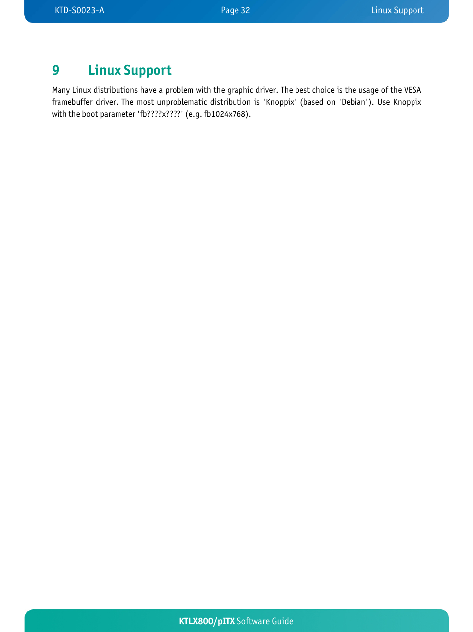 9linux support | Kontron KTLX800-pITX User Manual | Page 35 / 37
