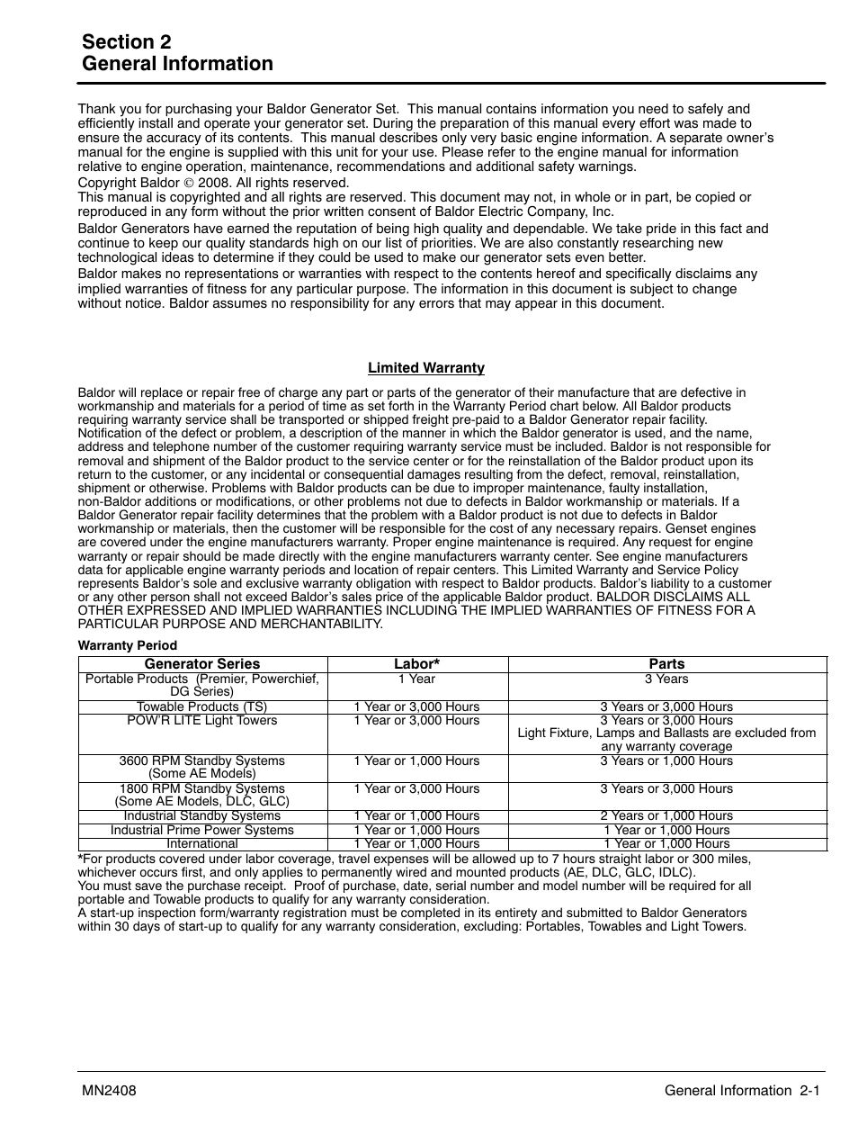 2 general information | Baldor GLC40 User Manual | Page 11 / 114
