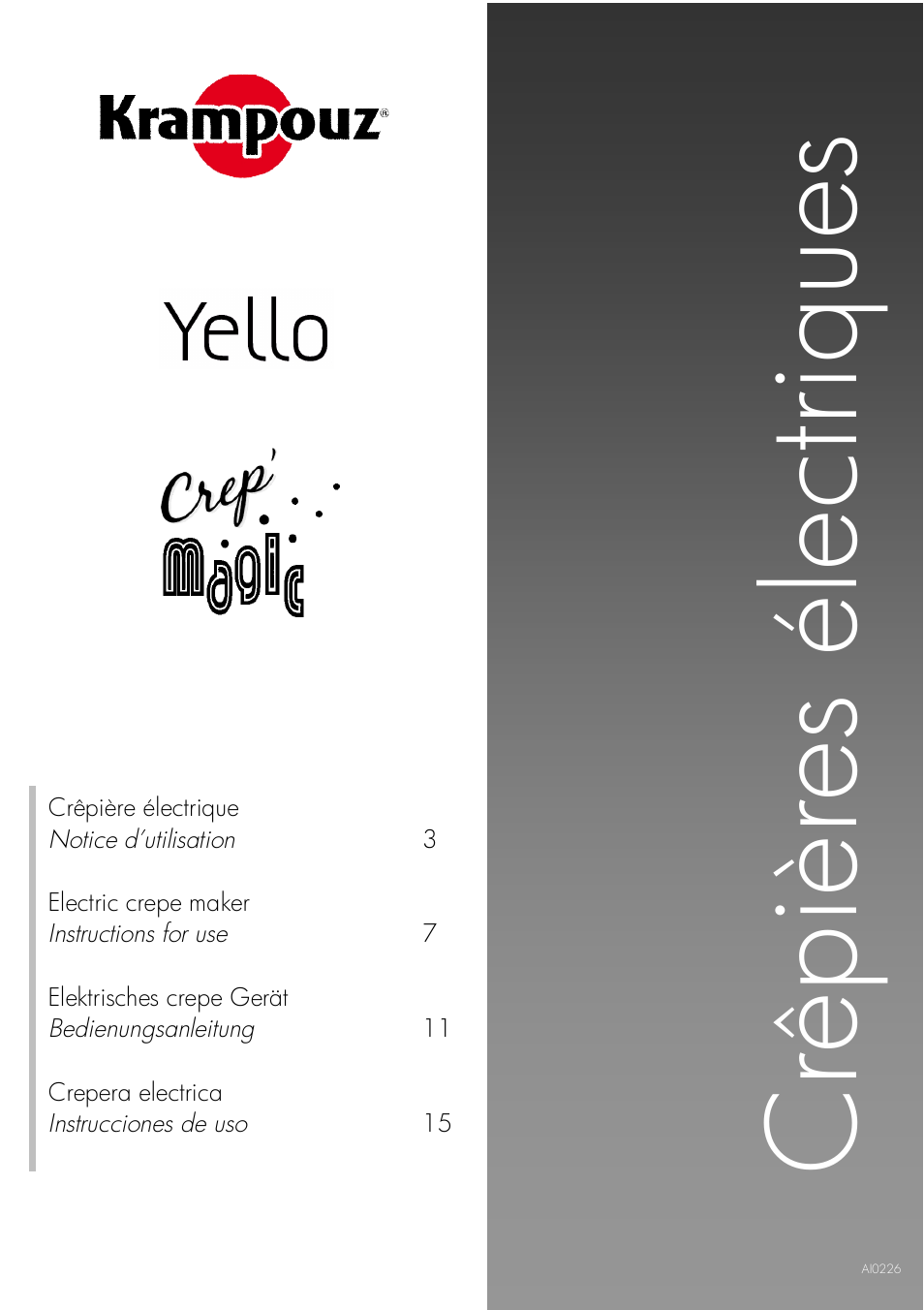 Krampouz Yello User Manual | 20 pages