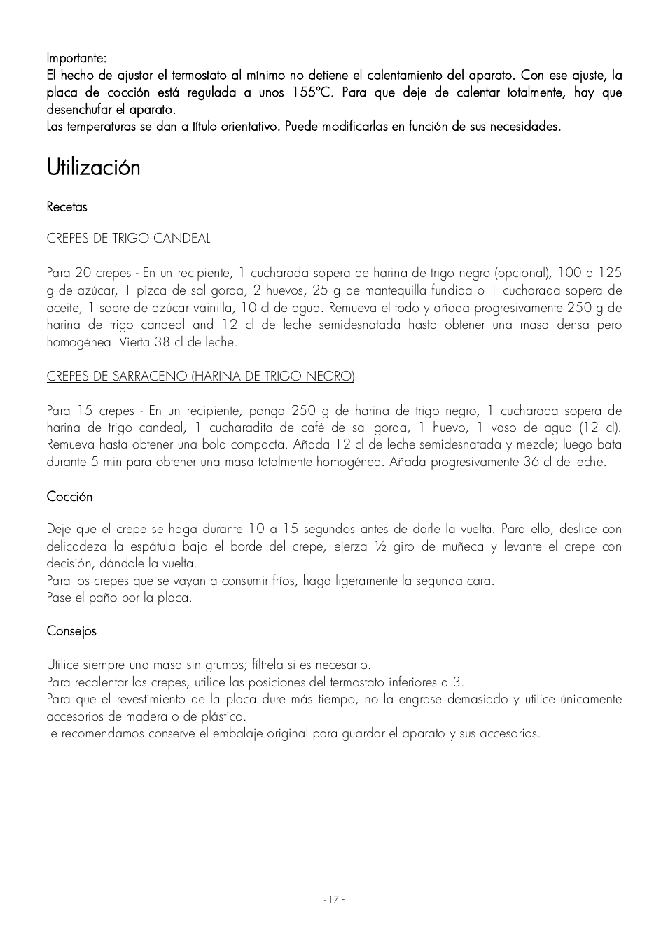 Utilización | Krampouz Yello User Manual | Page 17 / 20