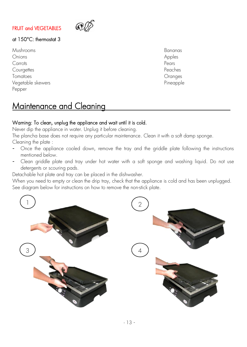 Maintenance and cleaning | Krampouz Deliss plancha User Manual | Page 13 / 28