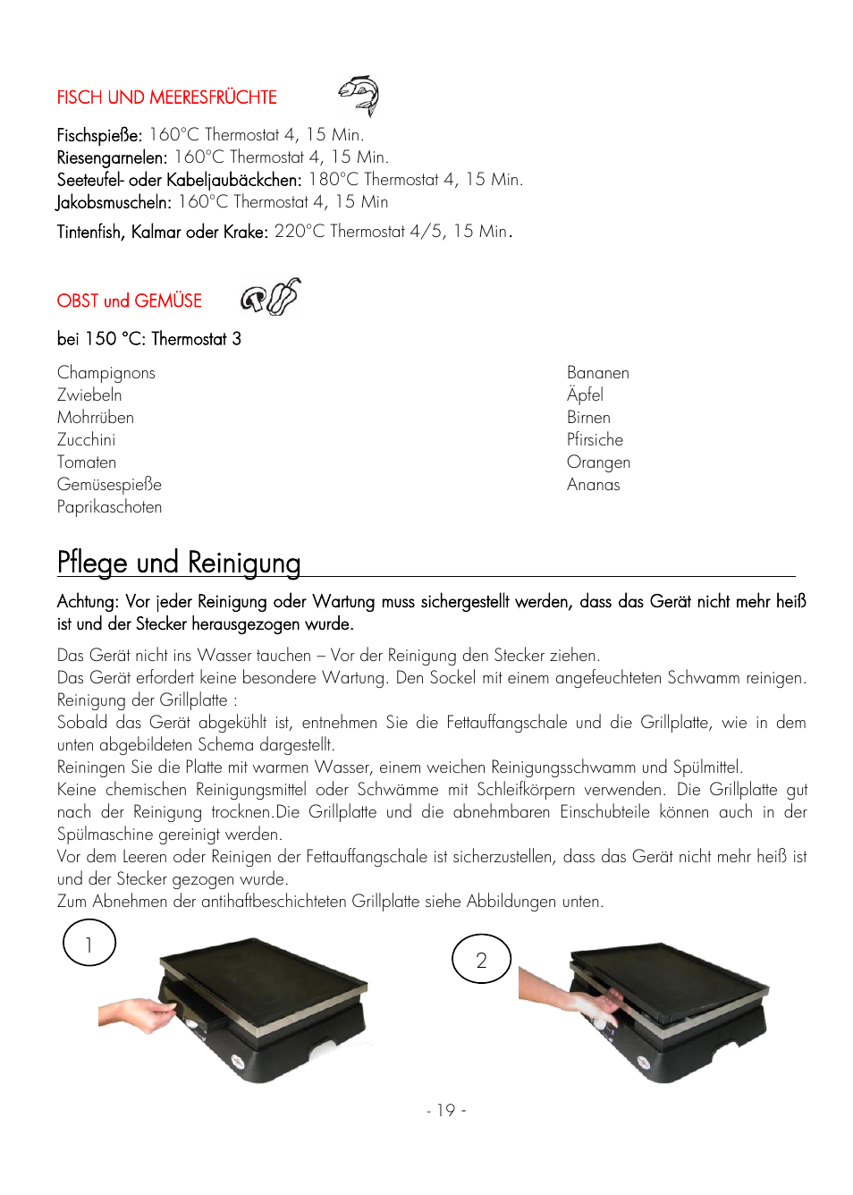 Pflege und reinigung | Krampouz Deliss plancha User Manual | Page 19 / 28