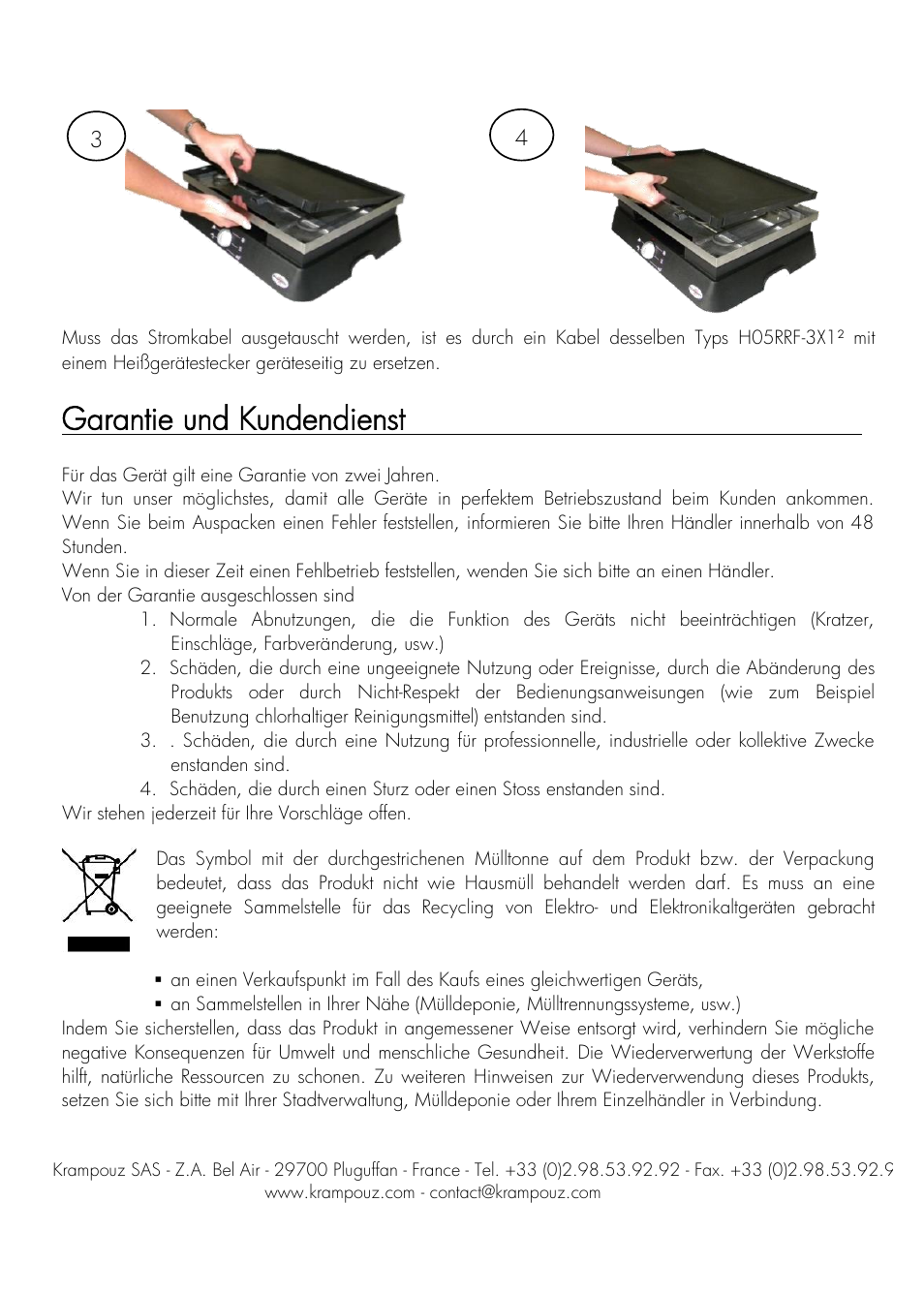 Garantie und kundendienst | Krampouz Deliss plancha User Manual | Page 20 / 28