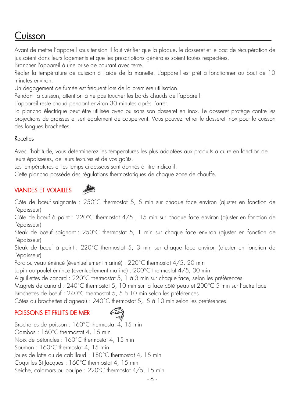 Cuisson | Krampouz Deliss plancha User Manual | Page 6 / 28