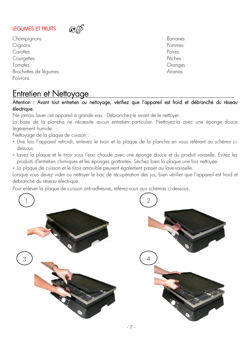 Entretien et nettoyage | Krampouz Deliss plancha User Manual | Page 7 / 28