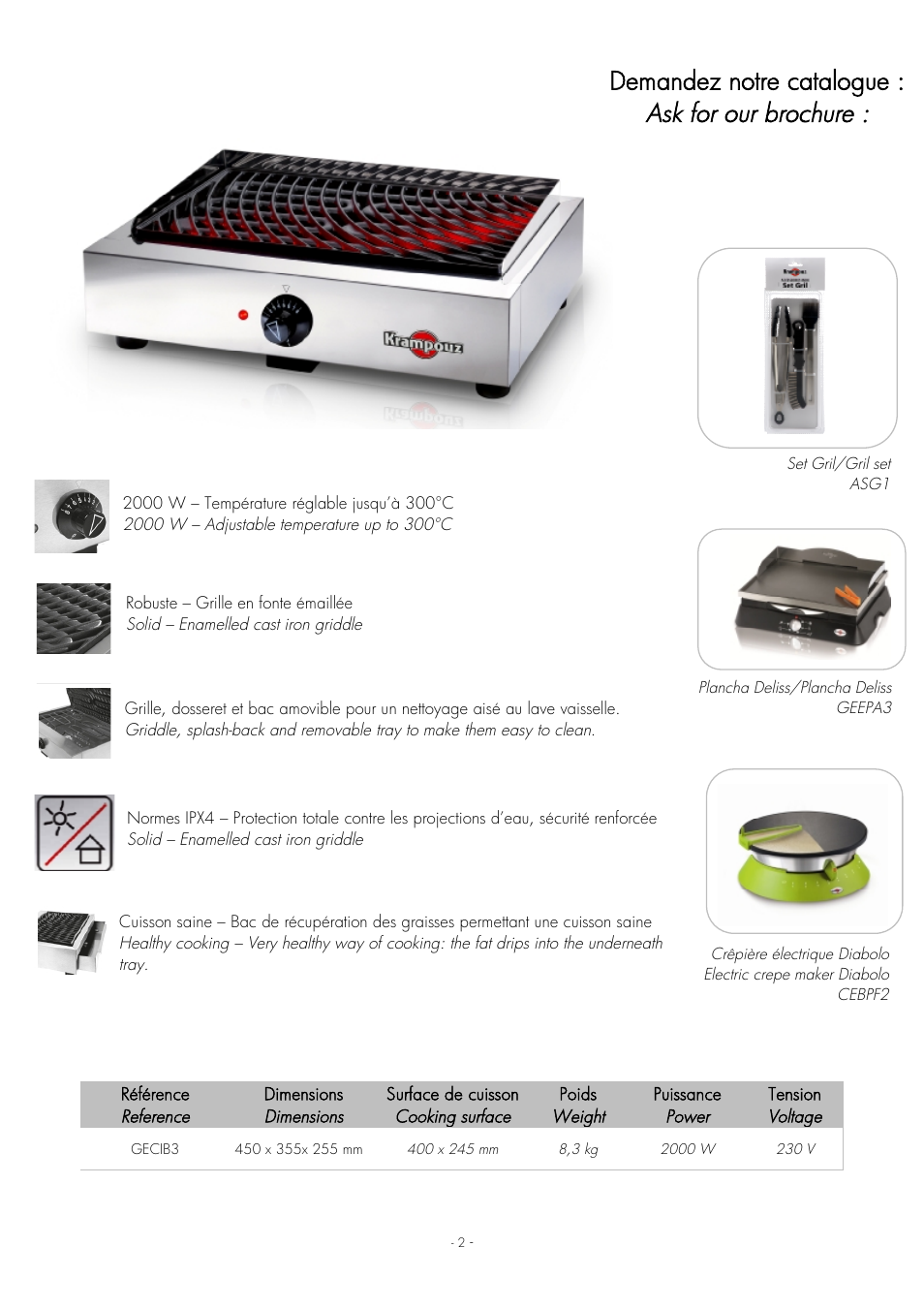 Ask for our brochure, Demandez notre catalogue | Krampouz Authentic User Manual | Page 2 / 20