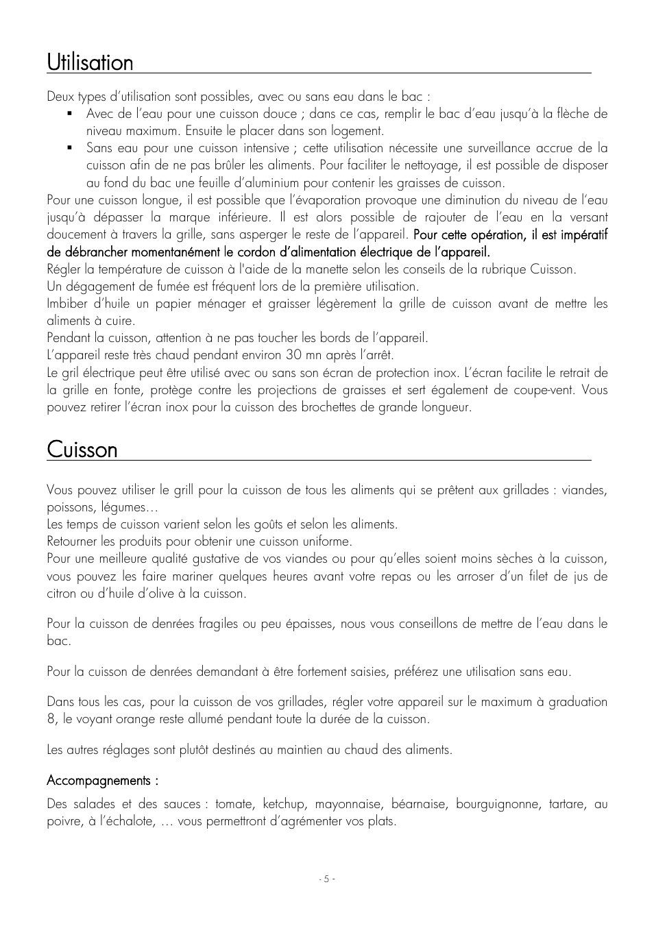 Utilisation, Cuisson | Krampouz Authentic User Manual | Page 5 / 20