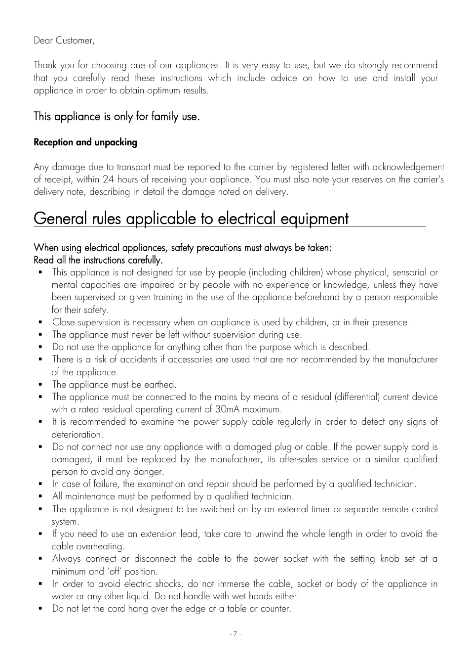 General rules applicable to electrical equipment | Krampouz Authentic User Manual | Page 7 / 20