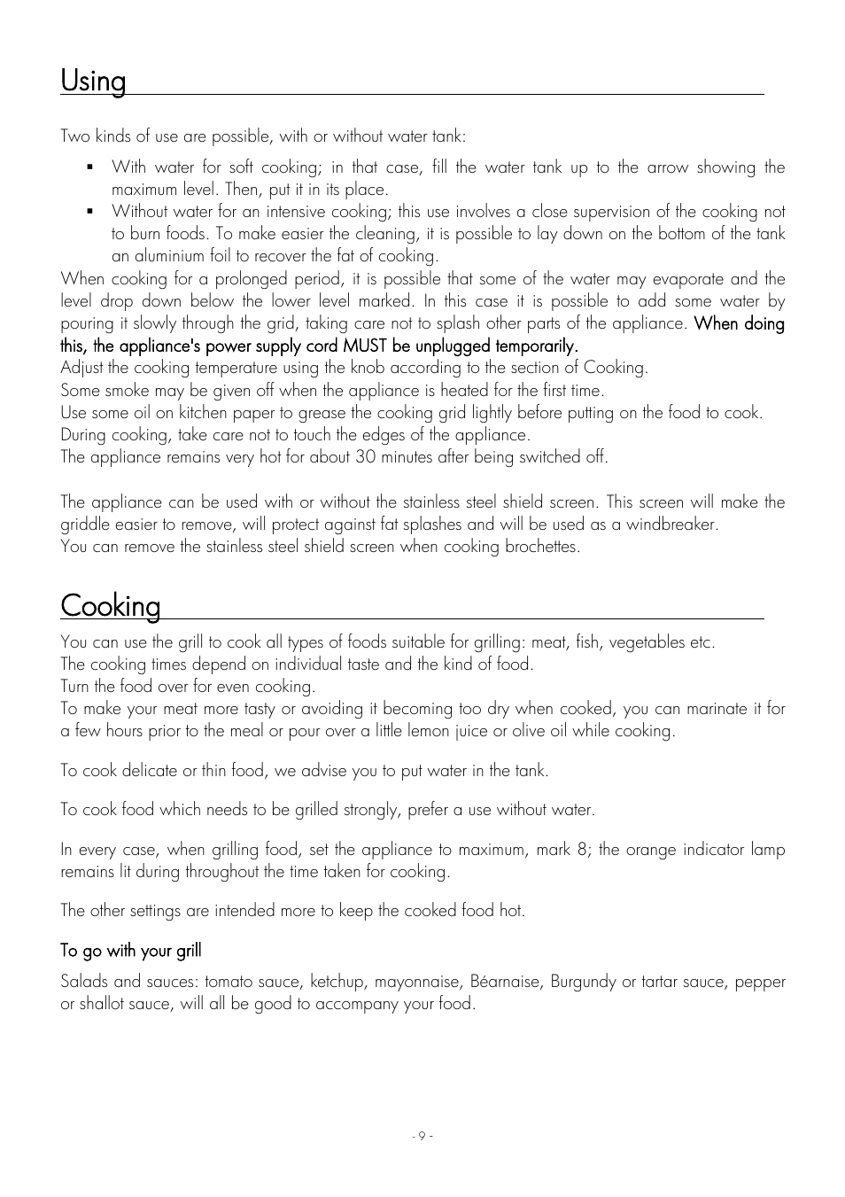 Using, Cooking | Krampouz Authentic User Manual | Page 9 / 20