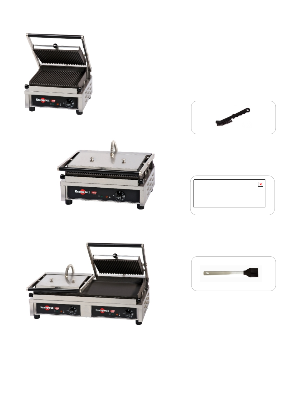 Pensez aux accessoires, Demandez notre catalogue, Brosse inox / stainless and steel brush abg1 | Krampouz Multi Contact Grill User Manual | Page 2 / 24