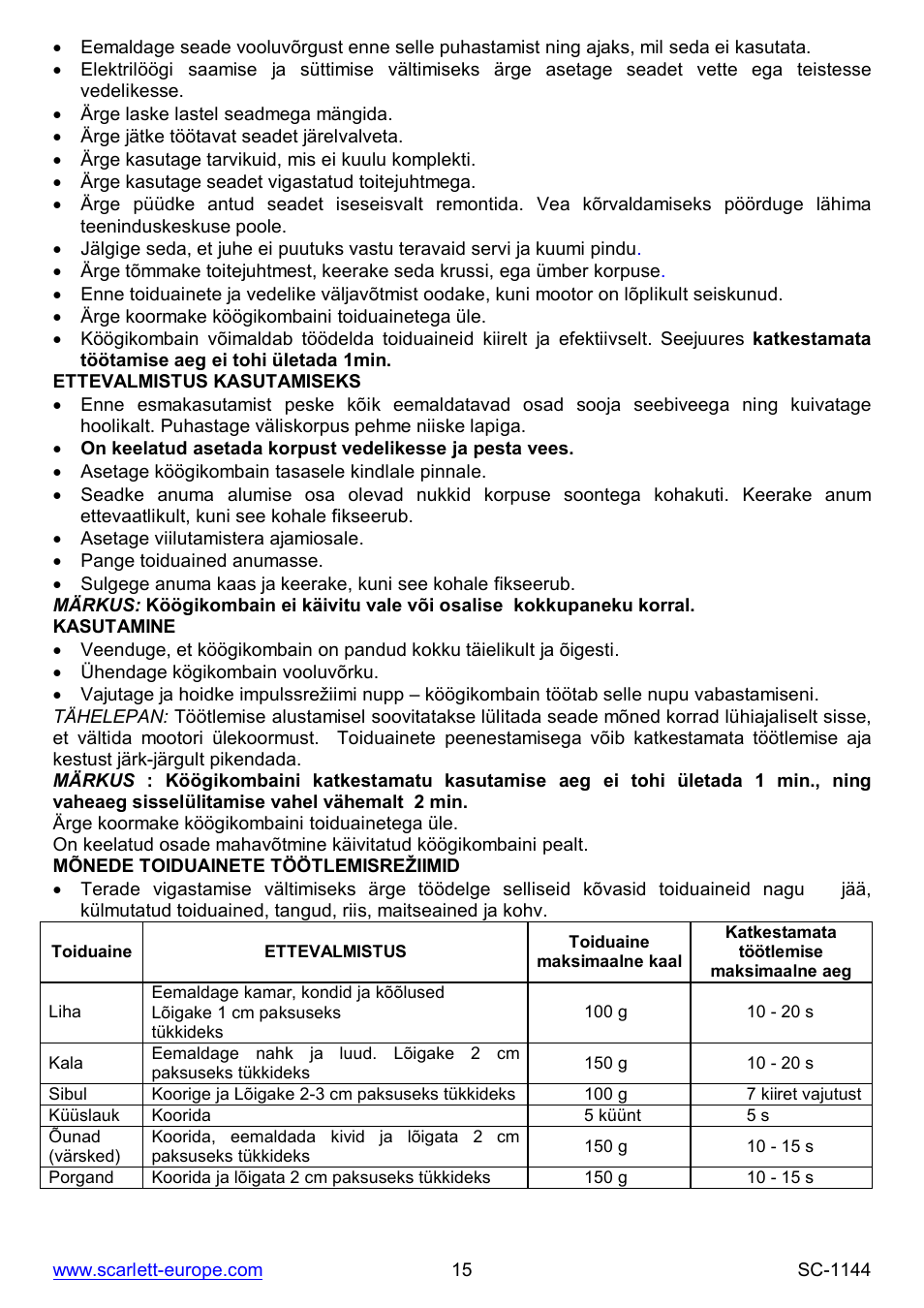 Scarlett SC-1144 User Manual | Page 15 / 24