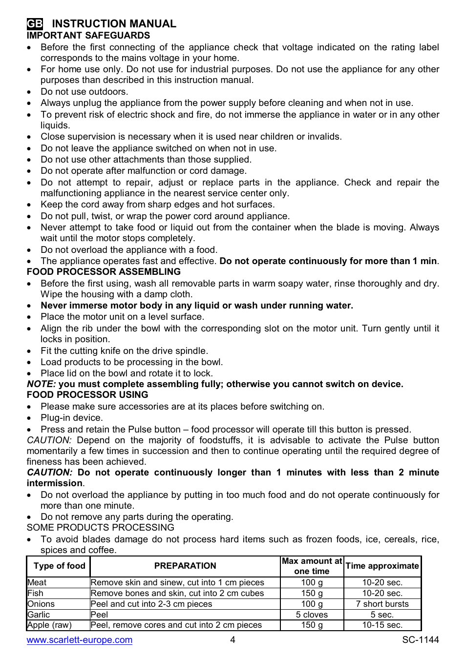 Gb instruction manual | Scarlett SC-1144 User Manual | Page 4 / 24