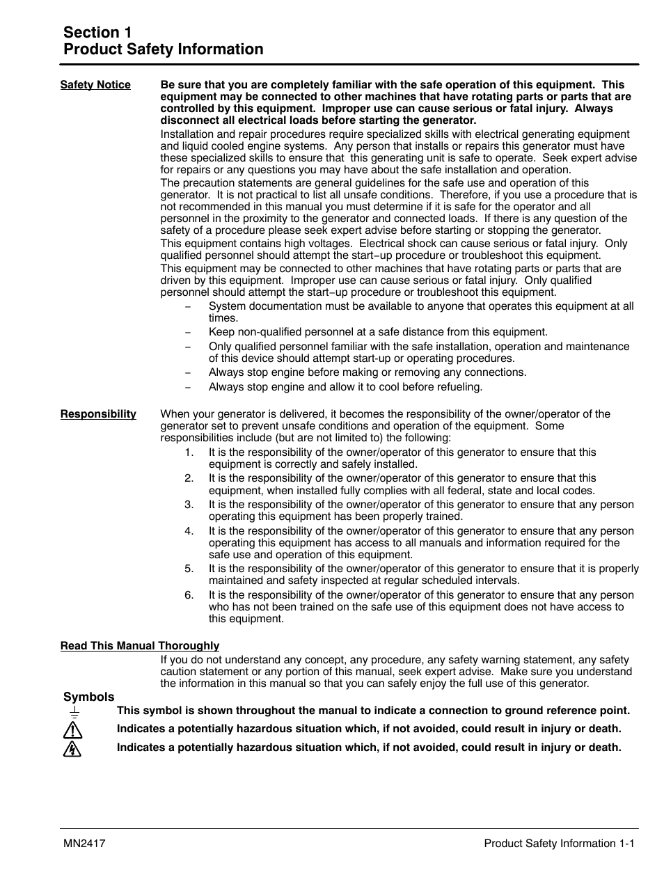 1 product safety information | Baldor TS250 User Manual | Page 5 / 88