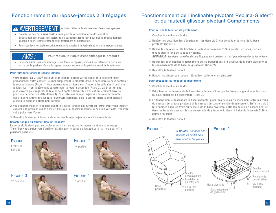Avis, Avertissement | La-Z-Boy Reclining Chair after 12/31/2012 User Manual | Page 24 / 25