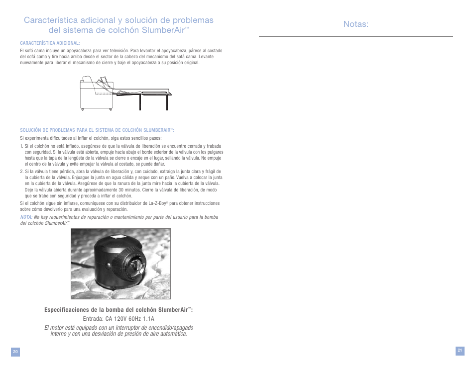 Notas | La-Z-Boy SlumberAir Mattress System User Manual | Page 11 / 16