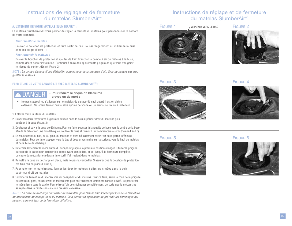 Danger | La-Z-Boy SlumberAir Mattress System User Manual | Page 15 / 16