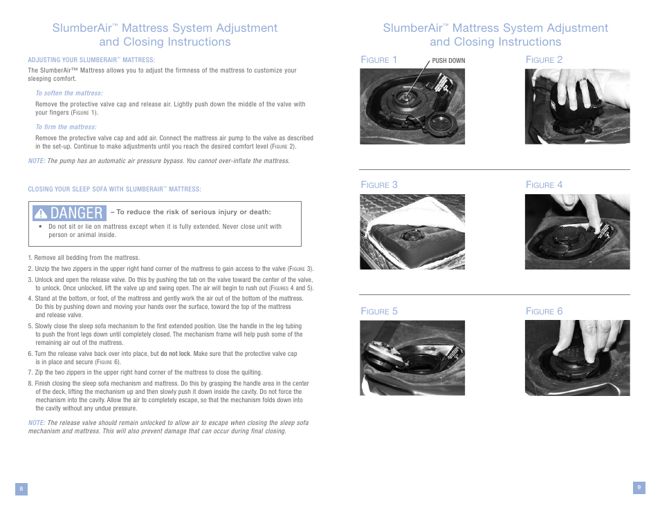 Danger, Slumberair | La-Z-Boy SlumberAir Mattress System User Manual | Page 5 / 16