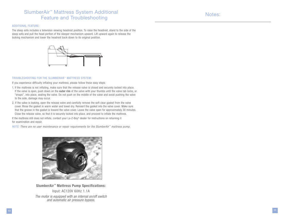 Slumberair | La-Z-Boy SlumberAir Mattress System User Manual | Page 6 / 16