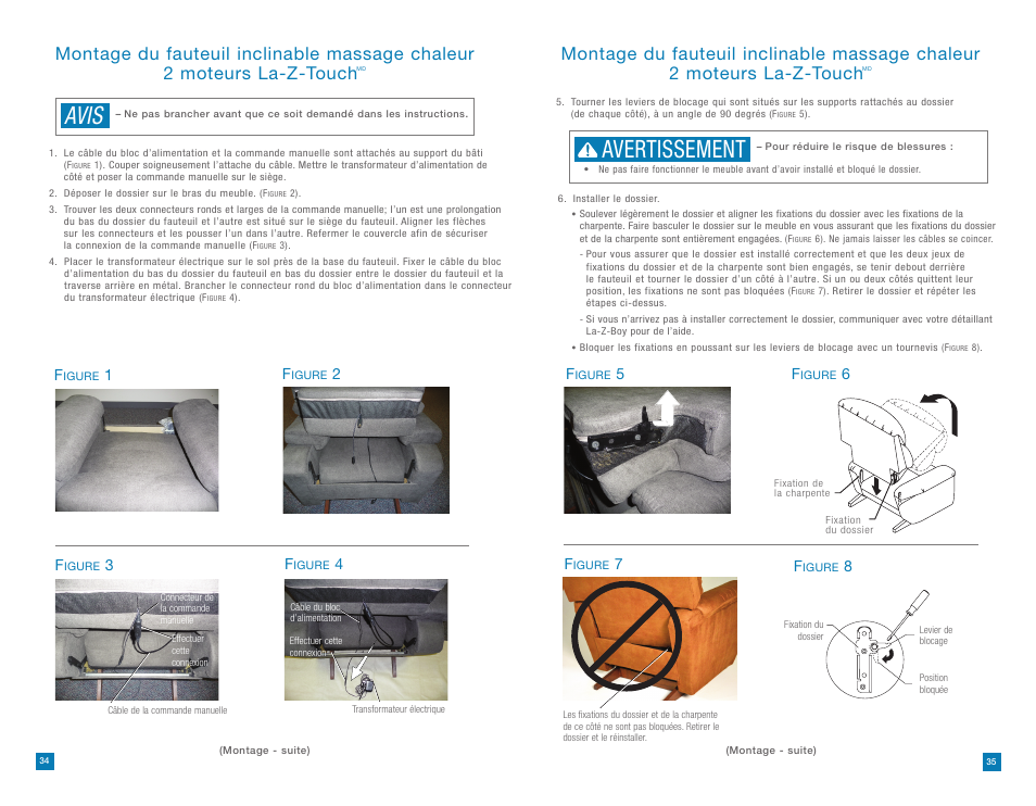 Avis, Avertissement | La-Z-Boy La-Z-Touch Massage System after 08/11/2014 User Manual | Page 18 / 22