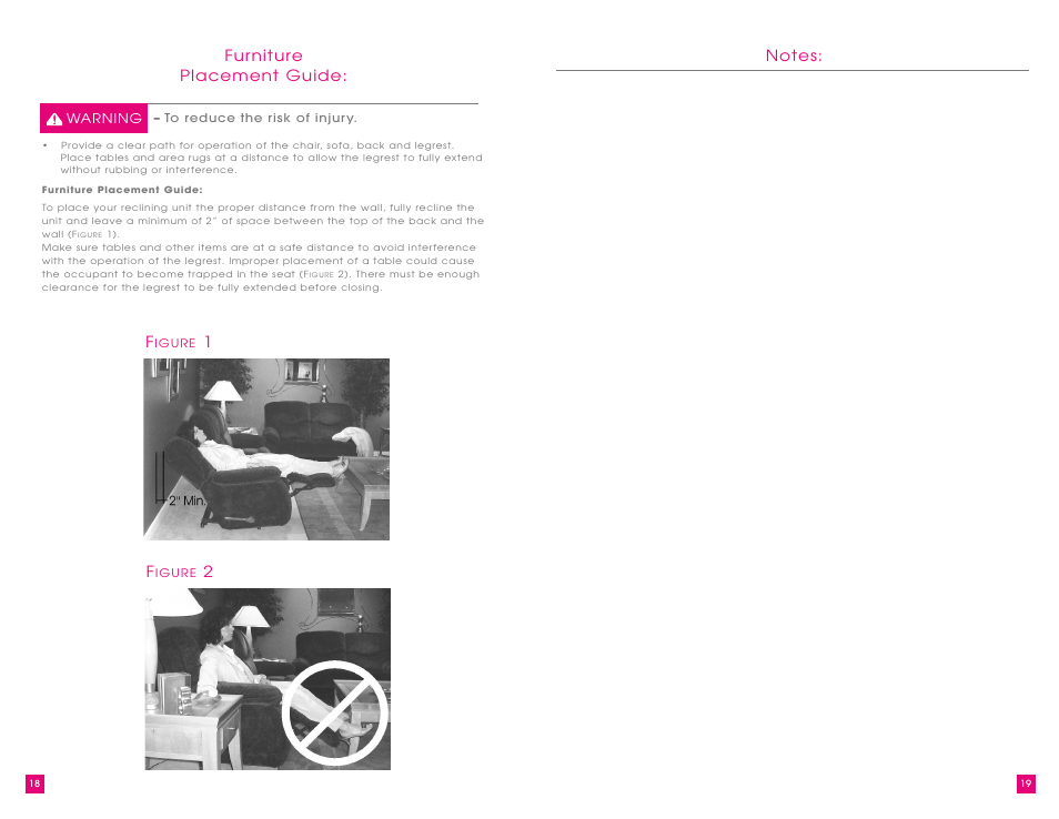 Furniture placement guide | La-Z-Boy Power Recliner User Manual | Page 10 / 28