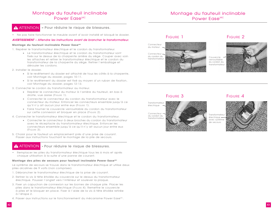 Montage du fauteuil inclinable power ease | La-Z-Boy Power Recliner User Manual | Page 22 / 28