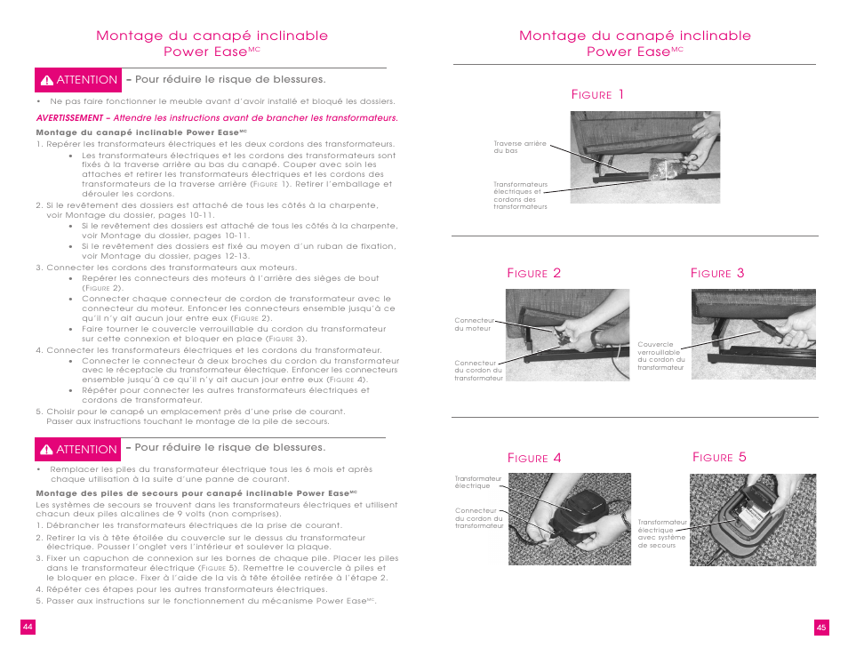 Montage du canapé inclinable power ease | La-Z-Boy Power Recliner User Manual | Page 23 / 28