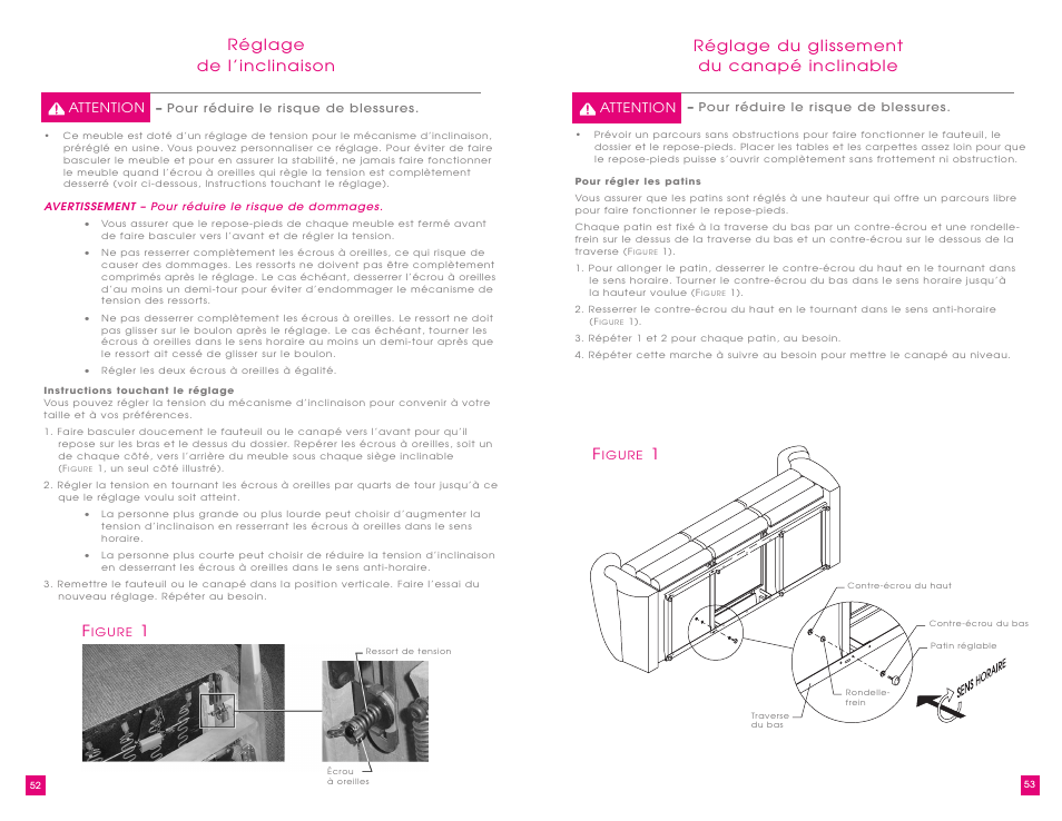 Réglage de l’inclinaison, Réglage du glissement du canapé inclinable | La-Z-Boy Power Recliner User Manual | Page 27 / 28