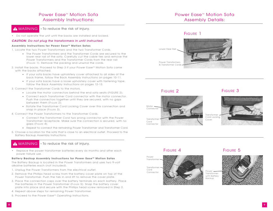 Power ease, Motion sofa assembly details: f, Motion sofa assembly instructions | La-Z-Boy Power Recliner User Manual | Page 5 / 28