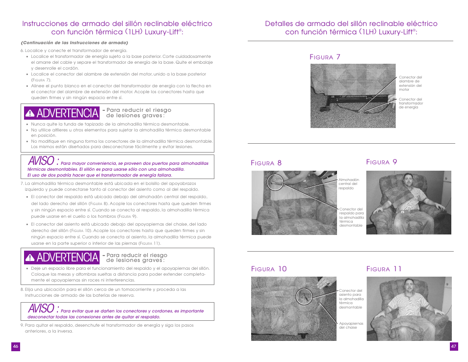 Aviso, Advertencia, 10 f | La-Z-Boy Luxury-Lift Power Recliner User Manual | Page 24 / 40