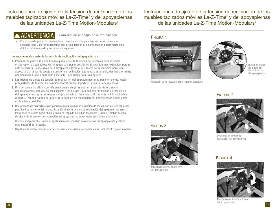 Advertencia | La-Z-Boy Reclining Sofa prior to 12/31/2012 User Manual | Page 17 / 28