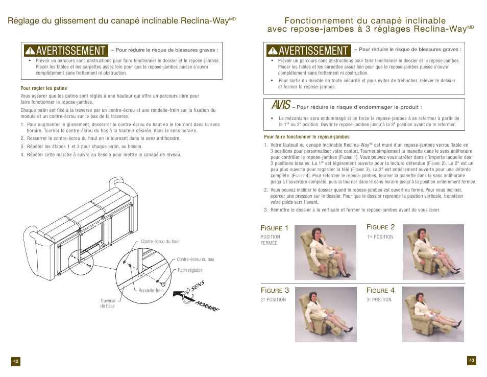 Avis, Avertissement | La-Z-Boy Reclining Sofa prior to 12/31/2012 User Manual | Page 22 / 28