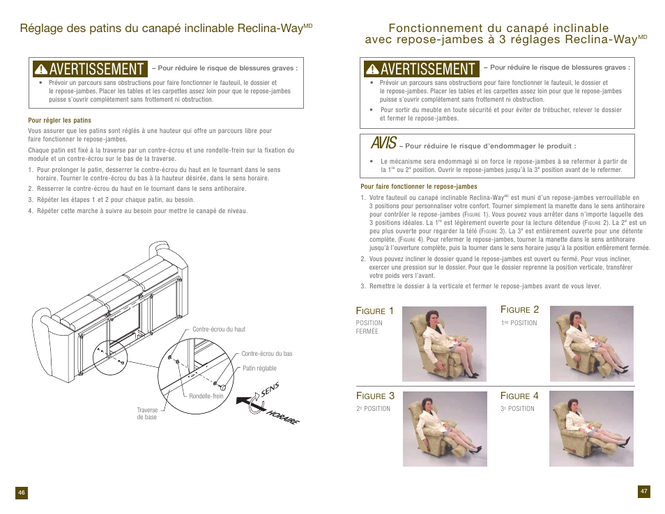 Avis, Avertissement | La-Z-Boy Reclining Sofa after 12/31/2012 User Manual | Page 24 / 31