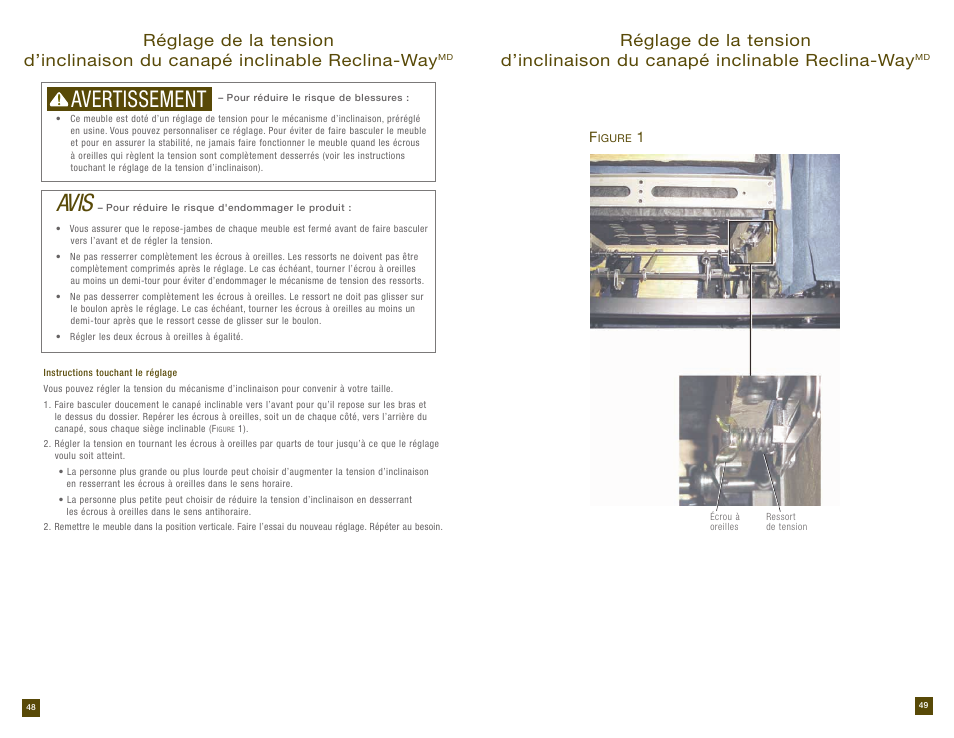 Avis, Avertissement | La-Z-Boy Reclining Sofa after 12/31/2012 User Manual | Page 25 / 31