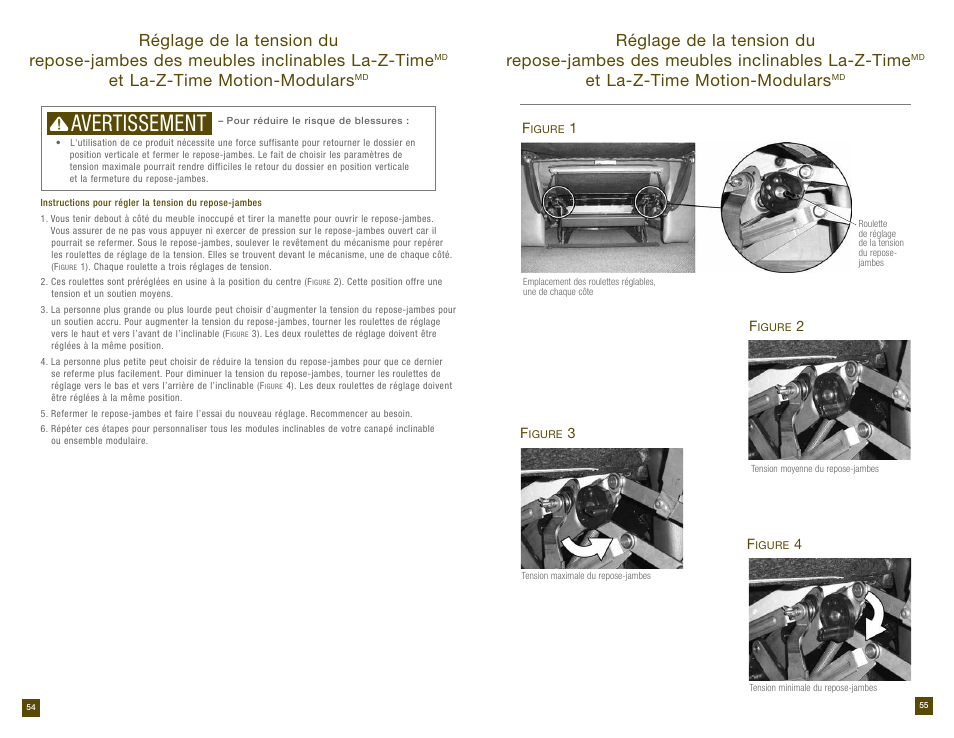 Avertissement, Et la-z-time motion-modulars | La-Z-Boy Reclining Sofa after 12/31/2012 User Manual | Page 28 / 31