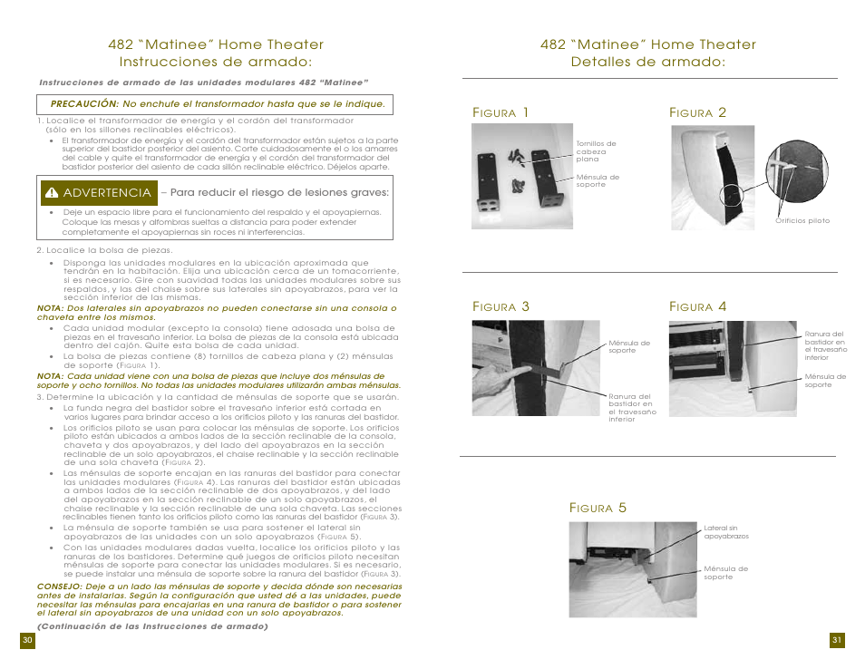 4482 “matinee” home theater detalles de armado | La-Z-Boy Home Theater User Manual | Page 16 / 38