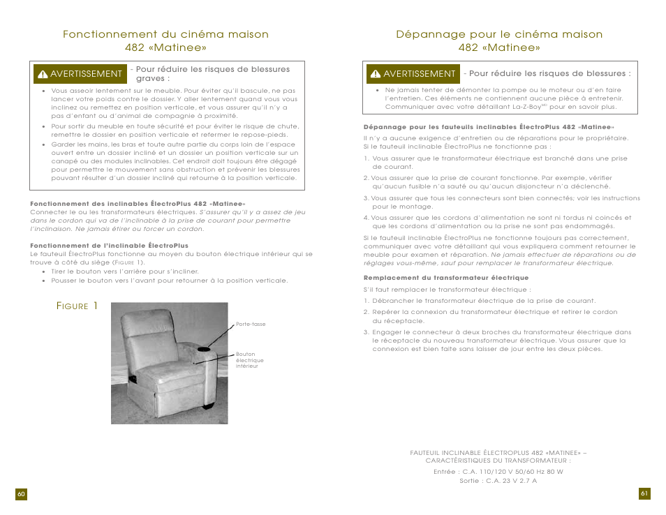 Fonctionnement du cinéma maison 482 «matinee» f, Dépannage pour le cinéma maison 482 «matinee | La-Z-Boy Home Theater User Manual | Page 31 / 38